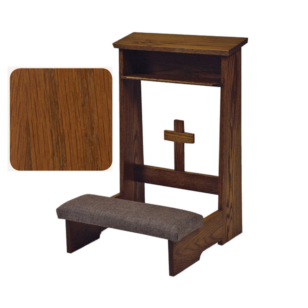 Sienna Prie Dieu with Cross Front & Optional Padded Armrest W54