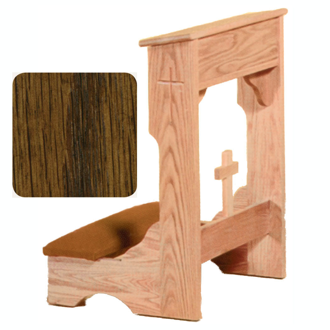 Dark Oak Finish Padded Kneeler with Shelf W2122