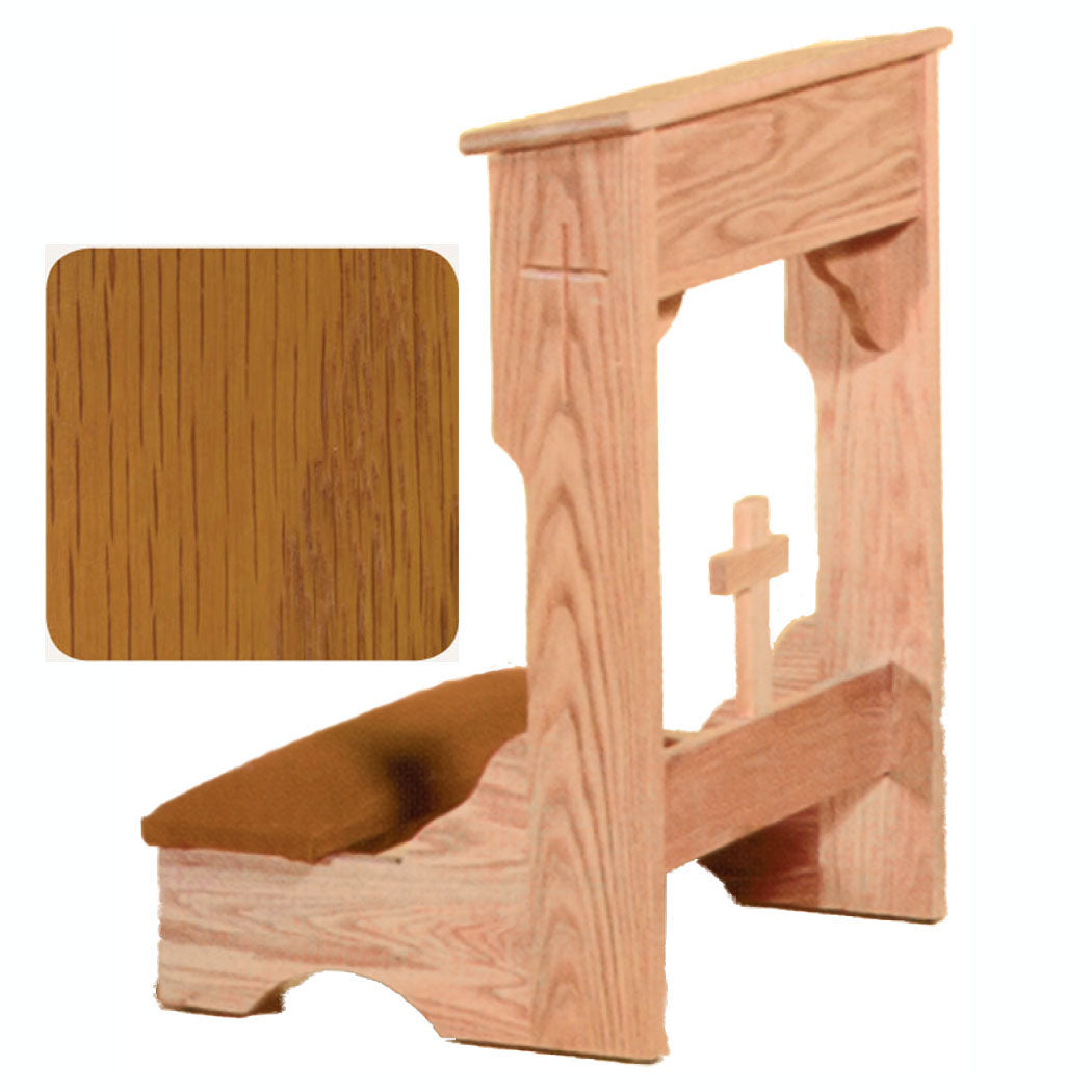 Golden Oak Finish Padded Kneeler with Shelf W2122