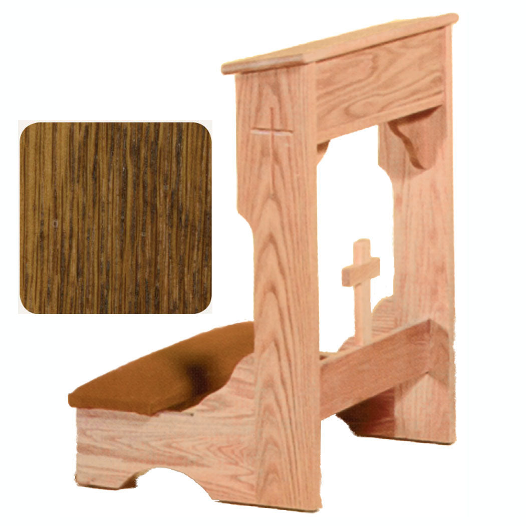 Medium Oak Finish Padded Kneeler with Shelf W2122