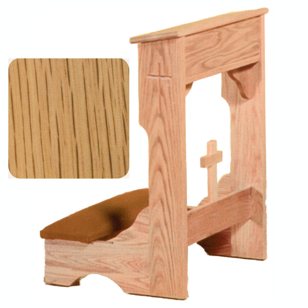 Natural Oak Finish Padded Kneeler with Shelf W2122