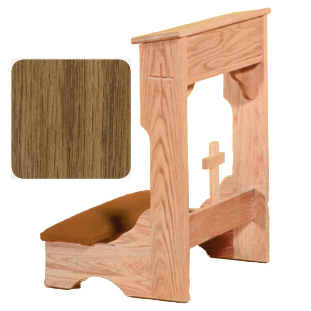Pecan Finish Padded Kneeler with Shelf W2122