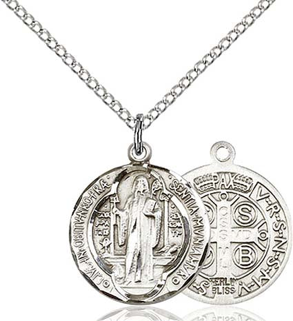 Sterling Silver St. Benedict Jubilee Pendant with Sterling Chain 0026BSS/18SS
