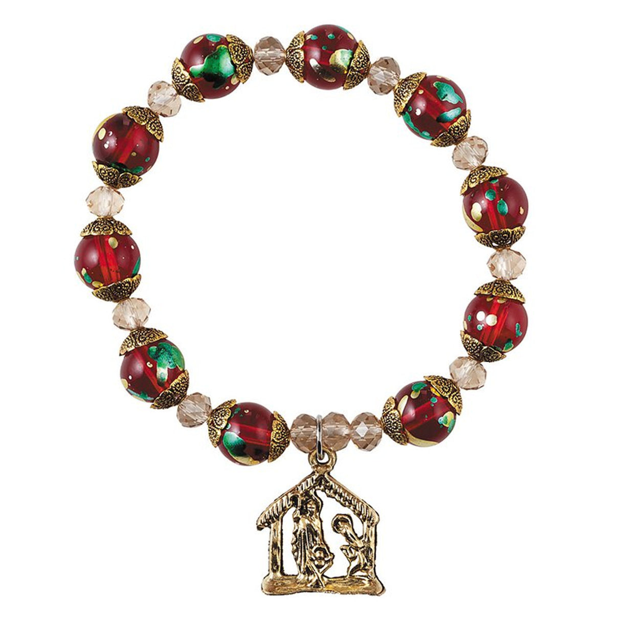 Nativity Christmas Rosary Bracelet with Blessing Card