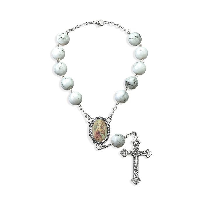 Large White Bead Auto Rosary