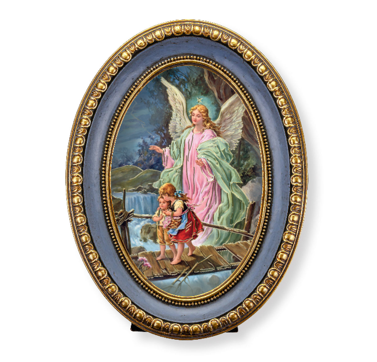 5.5x7.5 Guardian Ange Blue & Gold Oval Frame 457-350