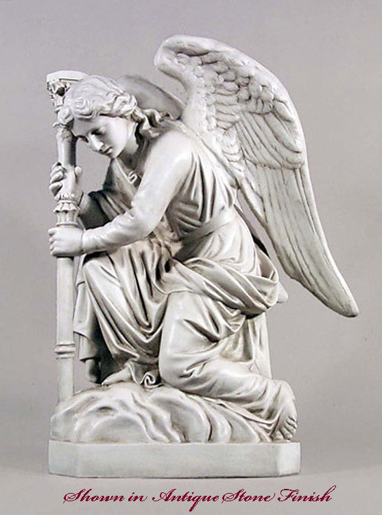 Kneeling 35 inch Bergama Angel Statue - Right Orientation Made to Order)