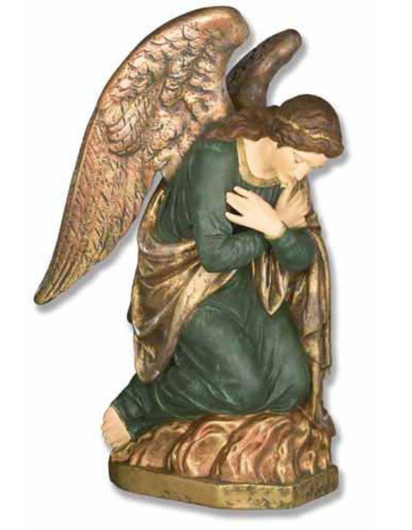 38 inch Kneeling Adoration Angel with Crossed Arms Statue - Left Orientation