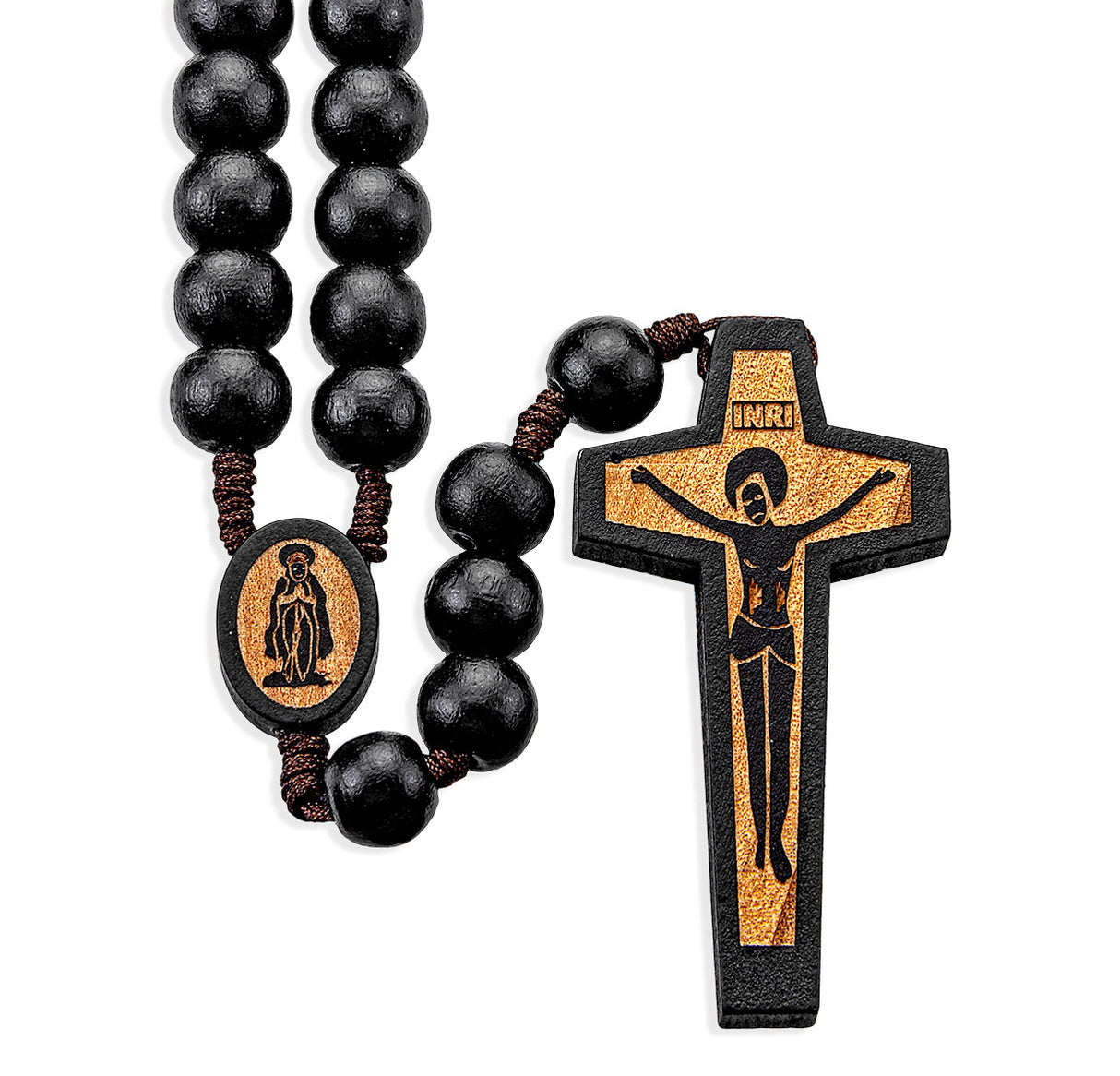 Black Wood Value Rosary on Paracord 01191BK