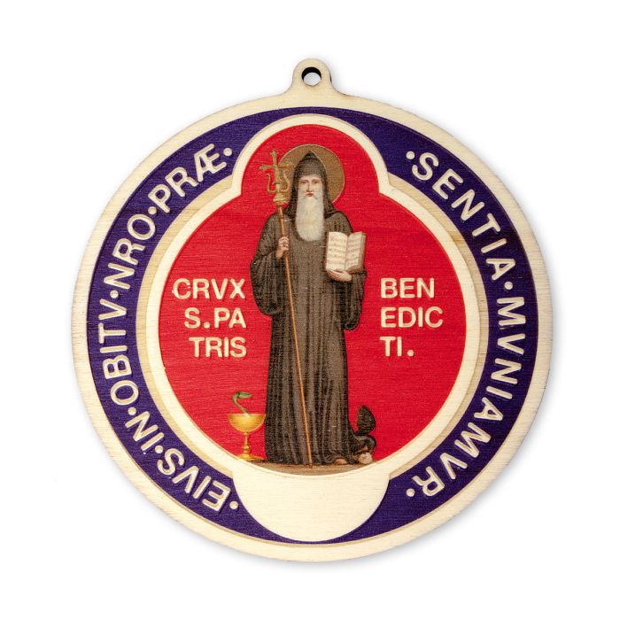 4.5" St Benedictine Full Color Wood Medal