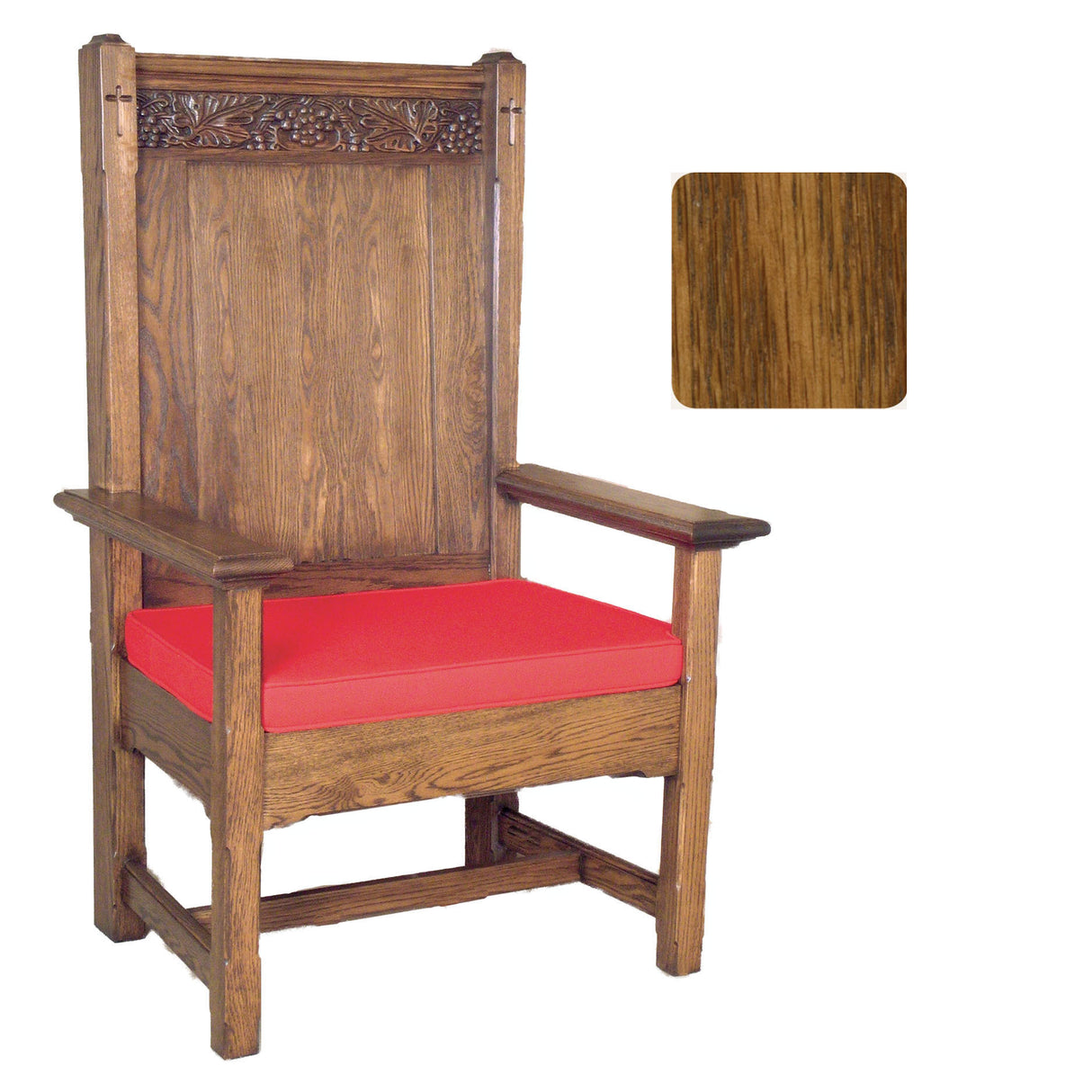 Amber Finish Presider / Celebrant Chair with Engraved Grape Vines 150