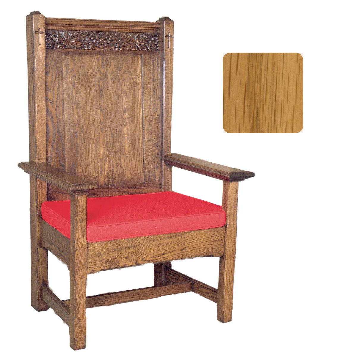 Fruitwood Finish Presider / Celebrant Chair with Engraved Grape Vines 150