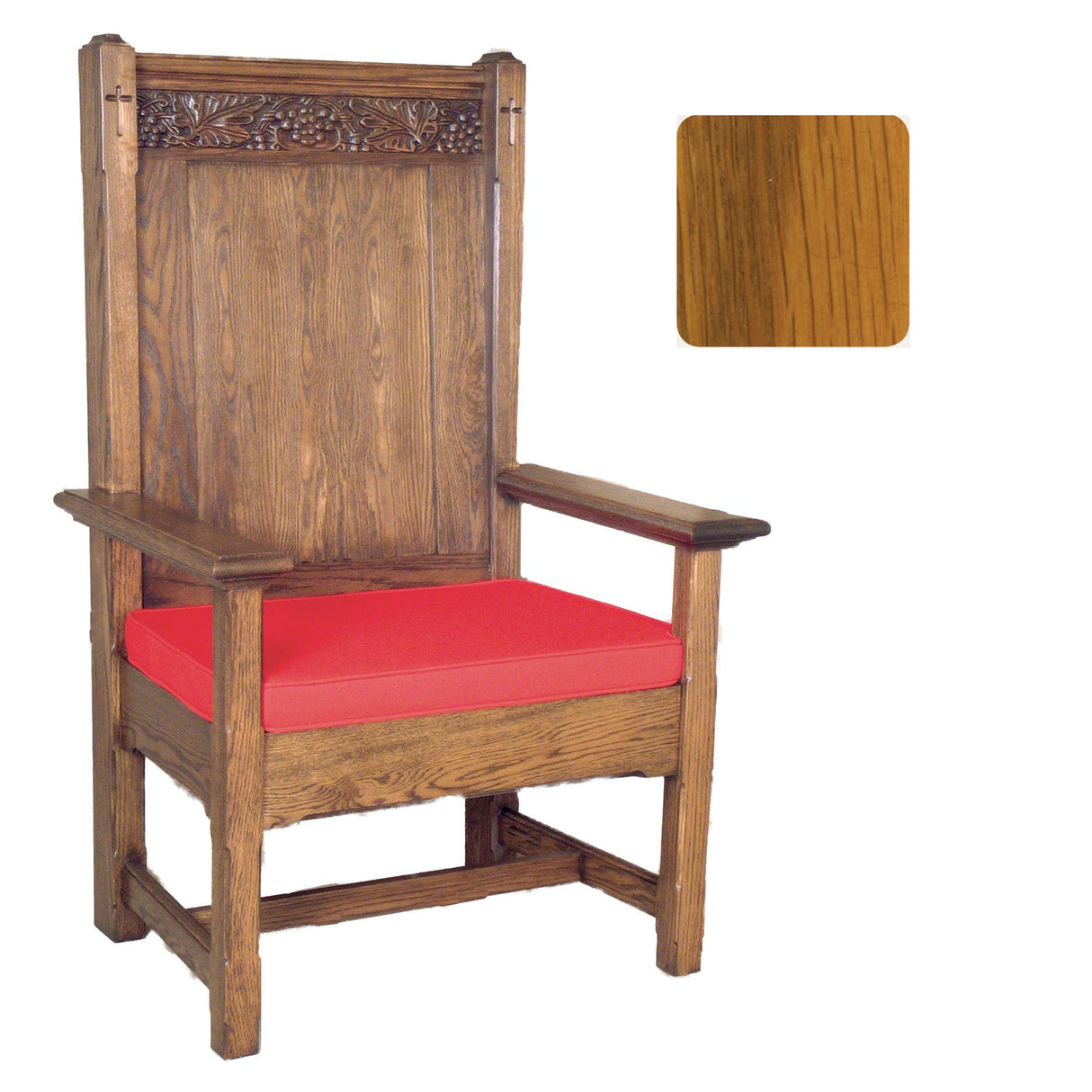 Harvest Oak Presider / Celebrant Chair with Engraved Grape Vines 150
