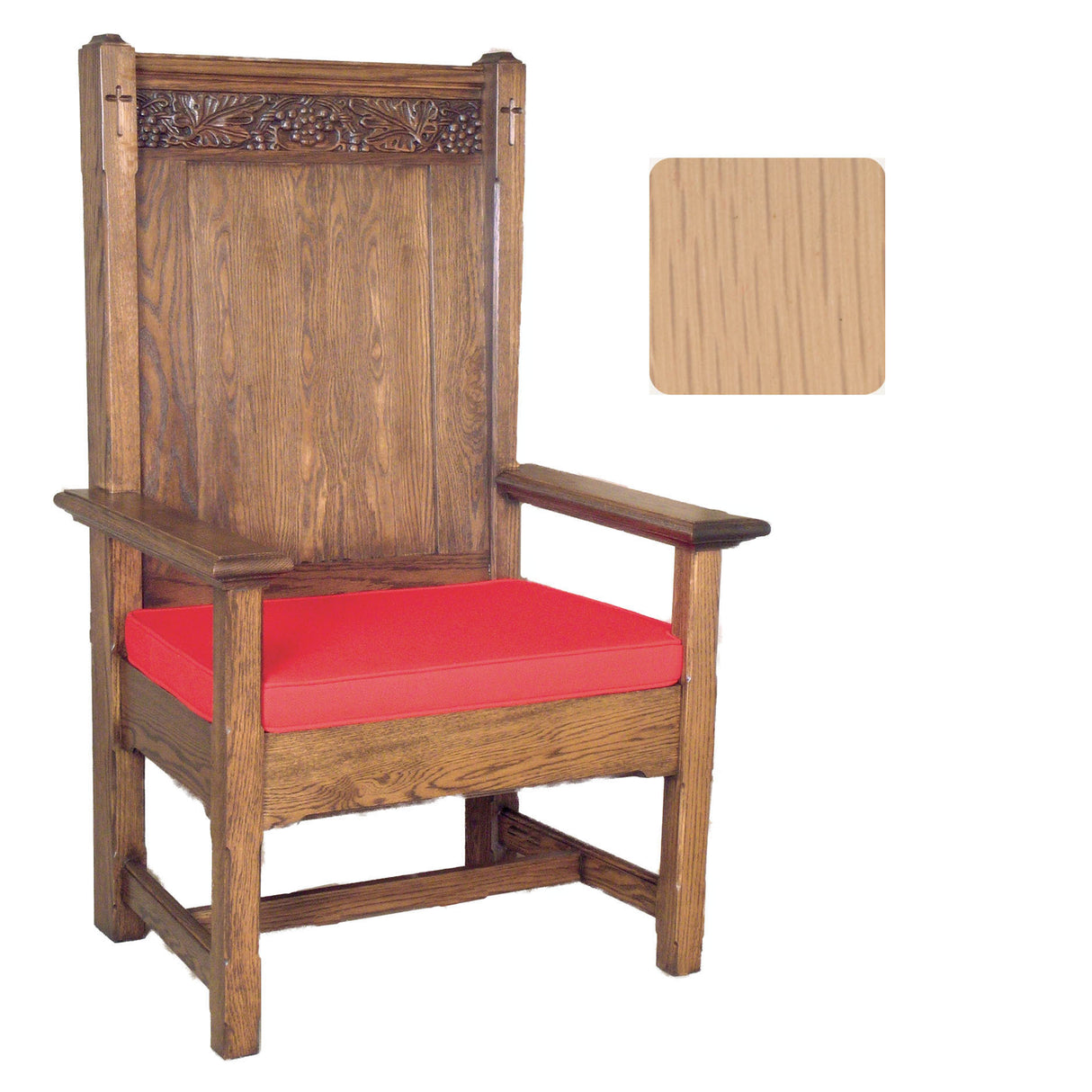 Limed Oak Presider / Celebrant Chair with Engraved Grape Vines 150