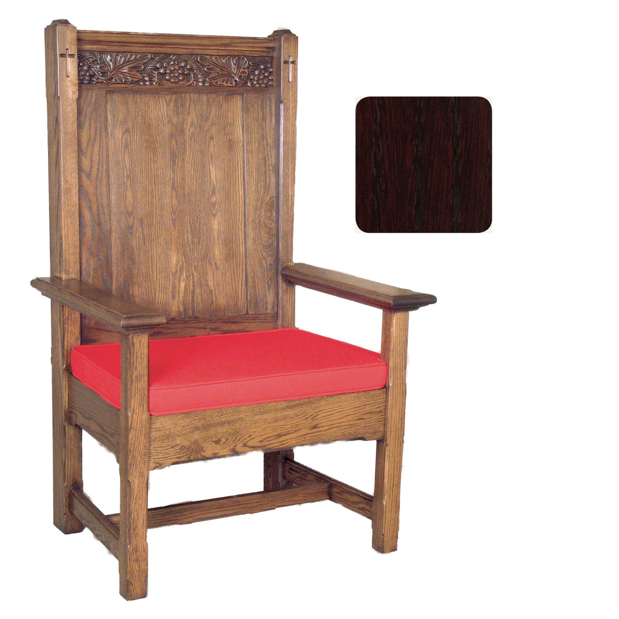 Mahogany Finish Presider / Celebrant Chair with Engraved Grape Vines 150
