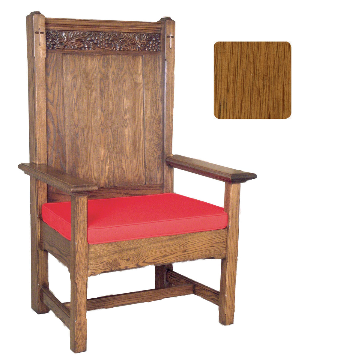 Rosewood Finish Presider / Celebrant Chair with Engraved Grape Vines 150