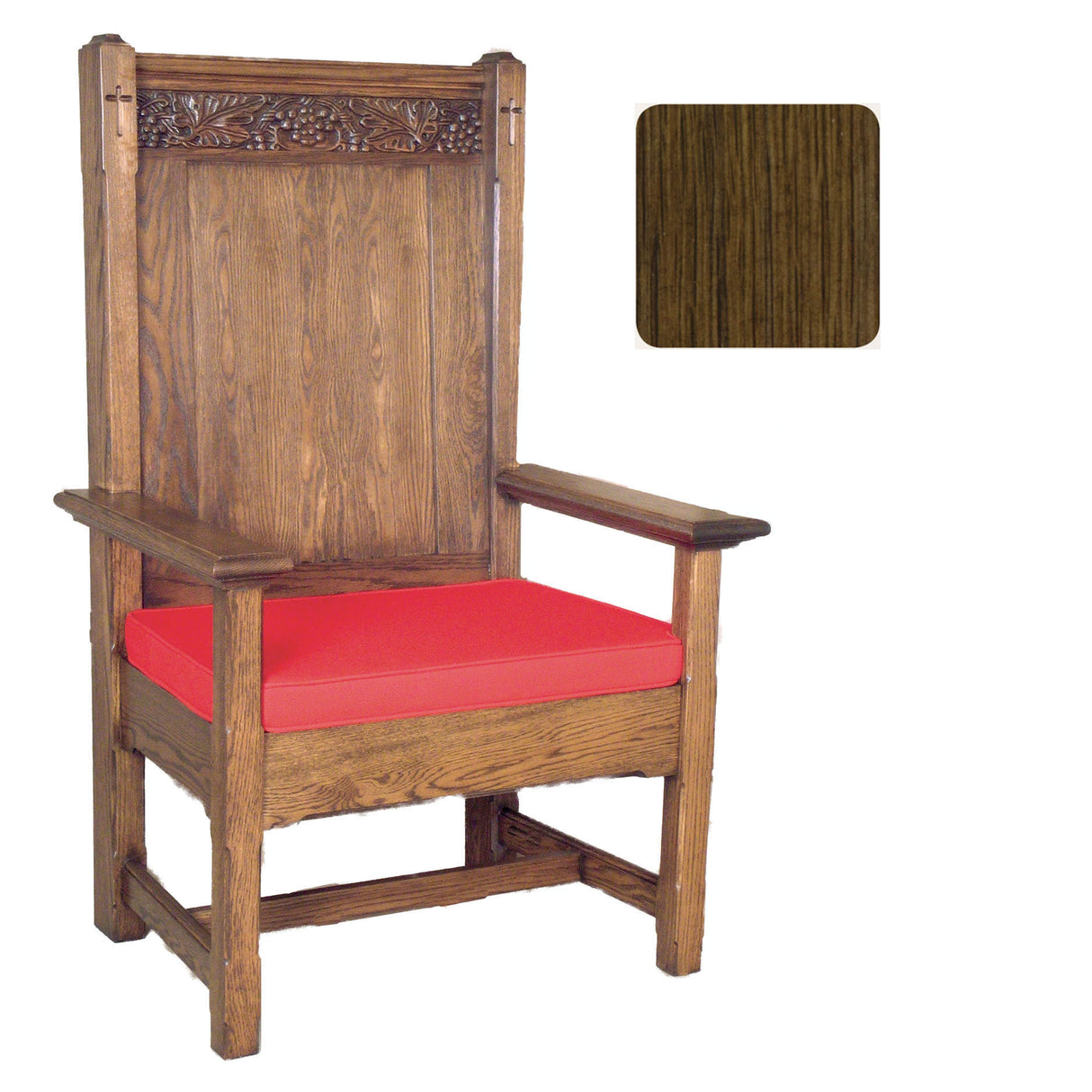 Walnut Finish Presider / Celebrant Chair with Engraved Grape Vines 150