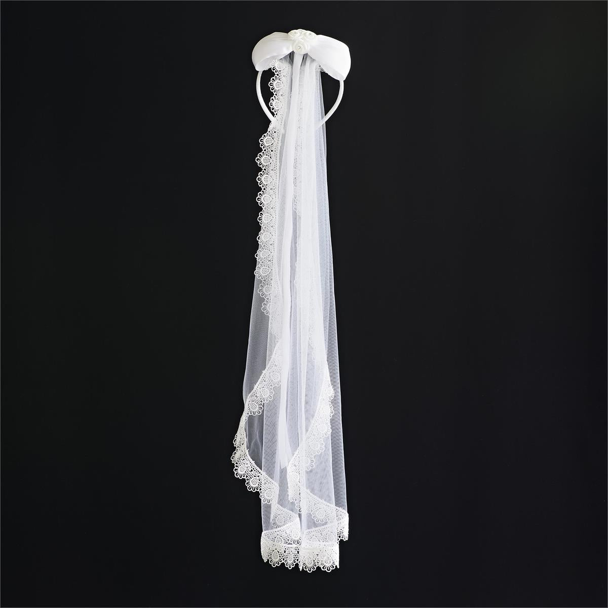 Sophia Headband Communion Veil with Lace Edge