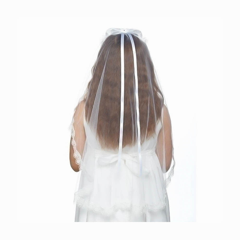 Sophia Headband Communion Veil with Lace Edge