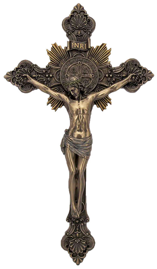 Bronze St. Benedict Crucifix - 7.75 inches tall