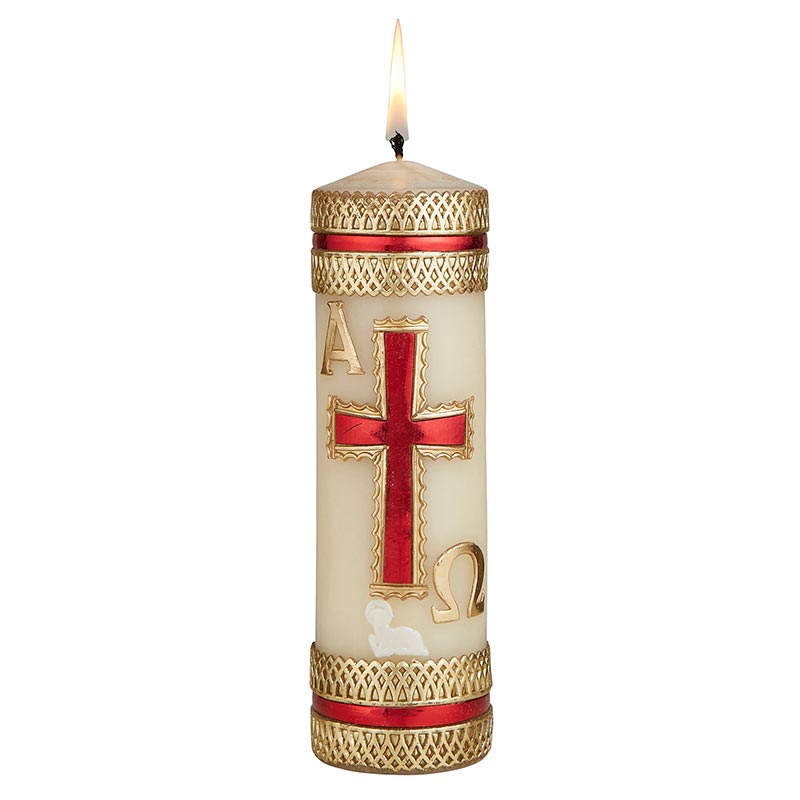 Christ the Redeemer Red Cross Cirios Candle L1283