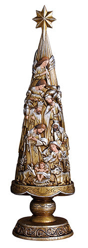 Gold & Silver Nativity Christmas Tree Figurine