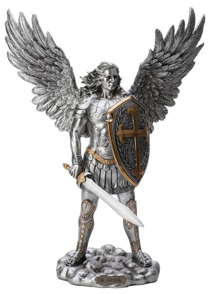 Pewter Finish St Michael 7-1/2 inch Statue