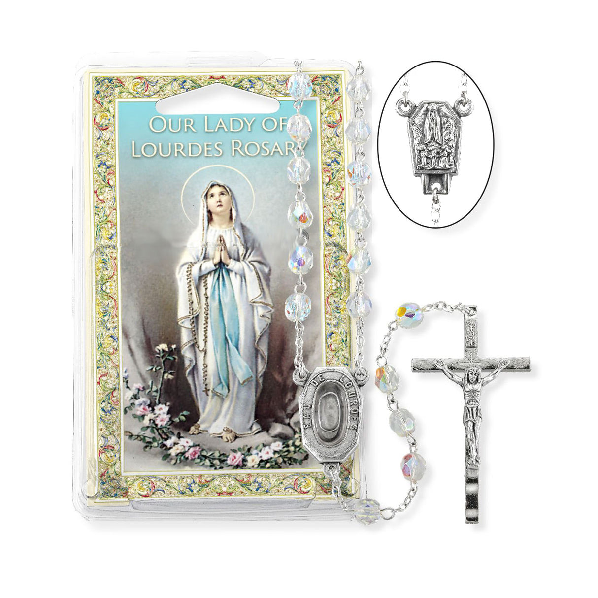 Crystal Bead Lourdes Water Specialty Rosary 132-274CR