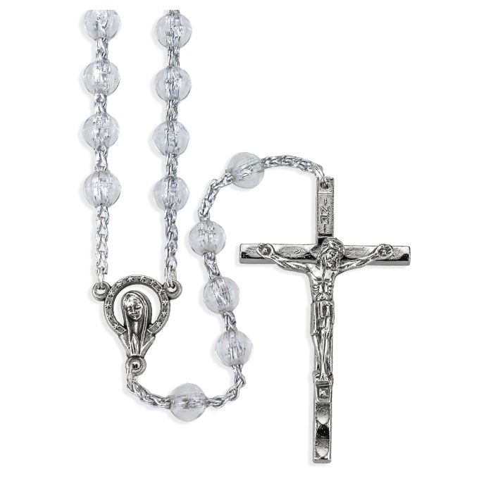 6mm Crystal Acrylic Quadralink Rosary 607ALCR