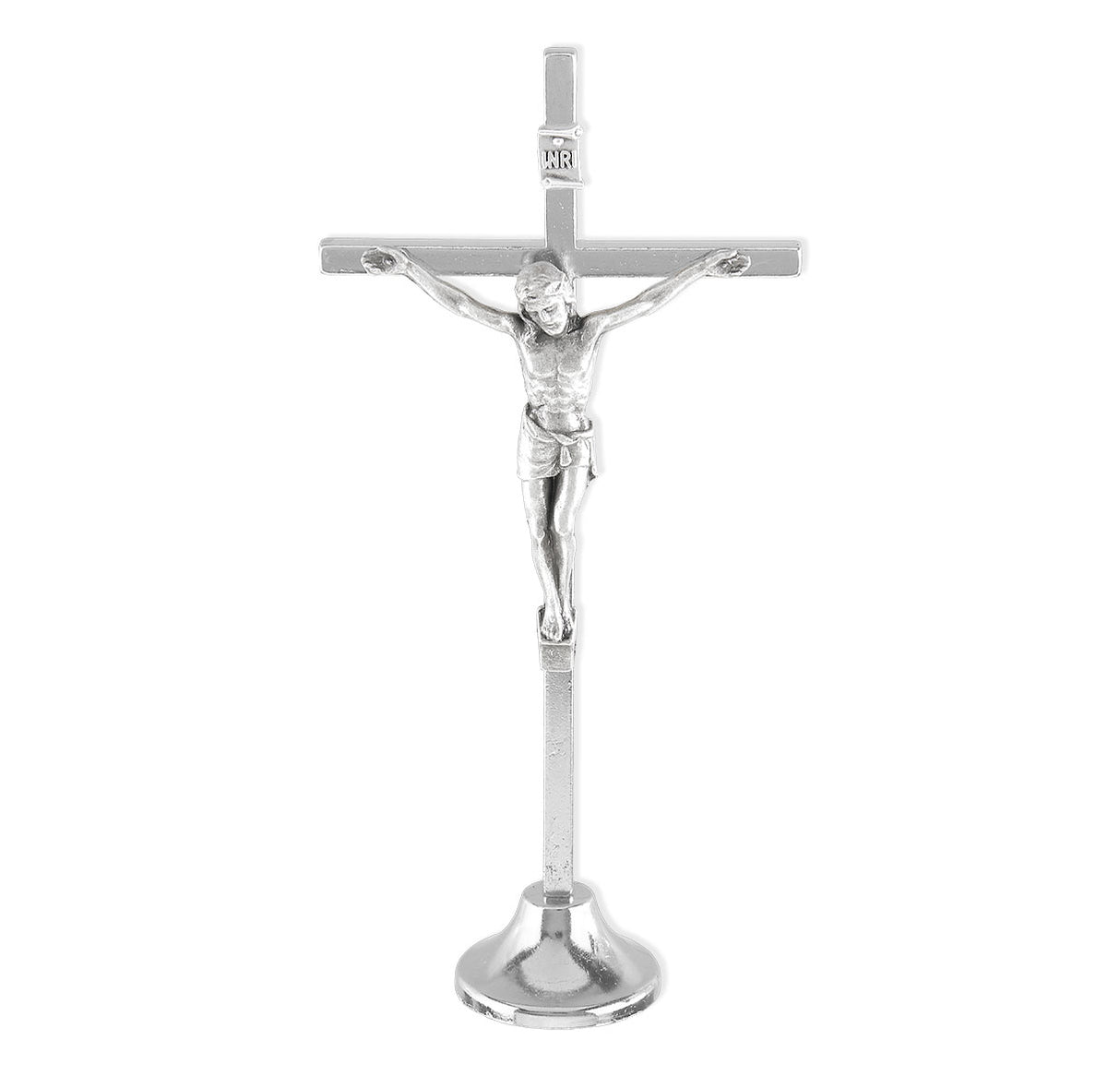 5 inch Brass Standing Silver Finished Crucifix