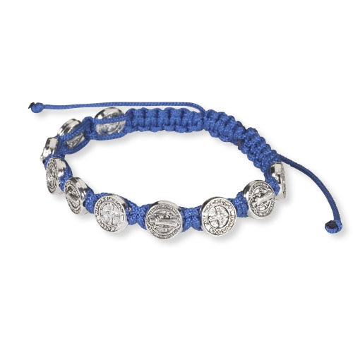 Blue Saint Benedict Medal Cord Bracelet