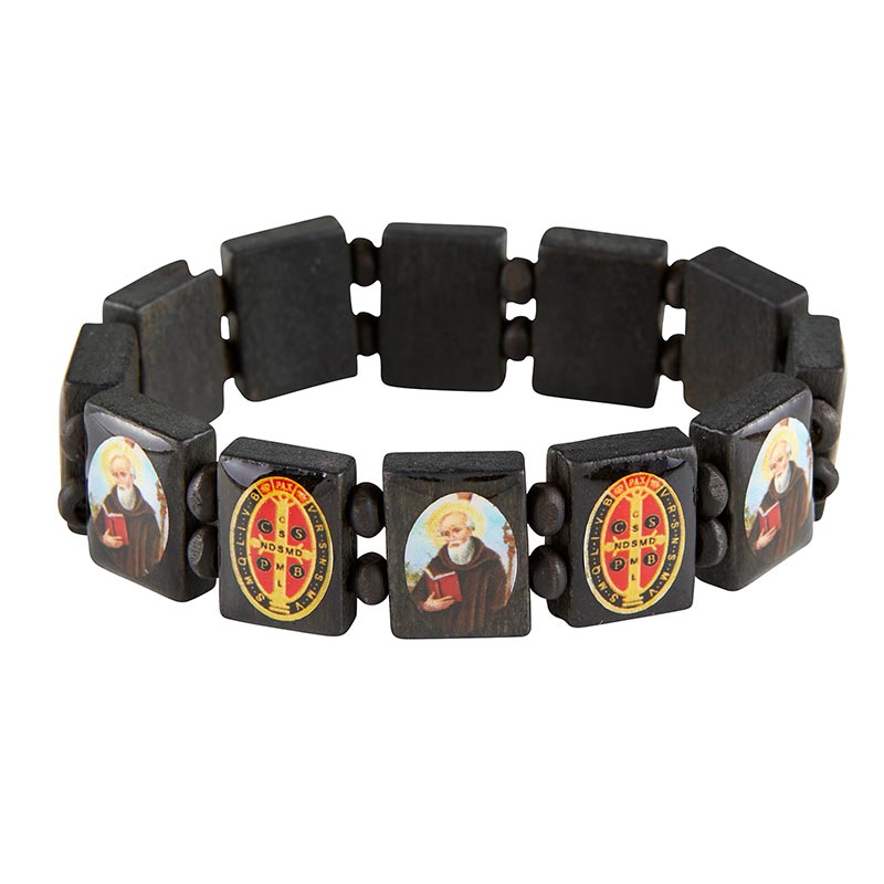 Wood St Benedict Stretch Bracelet