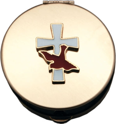 Brass Pyx with Enameled Cross and Dove PS701