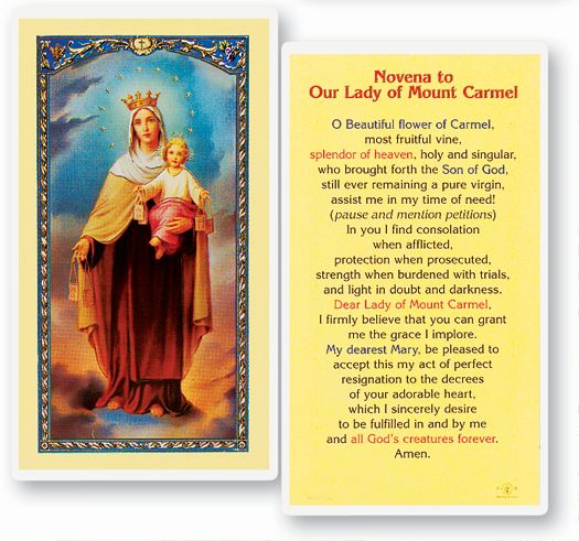 Our Lady of Mount Carmel Novena Holy Cards
