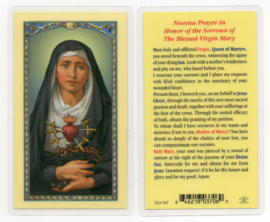 Our Lady of Seven Sorrows Novena Card - no. E24-947