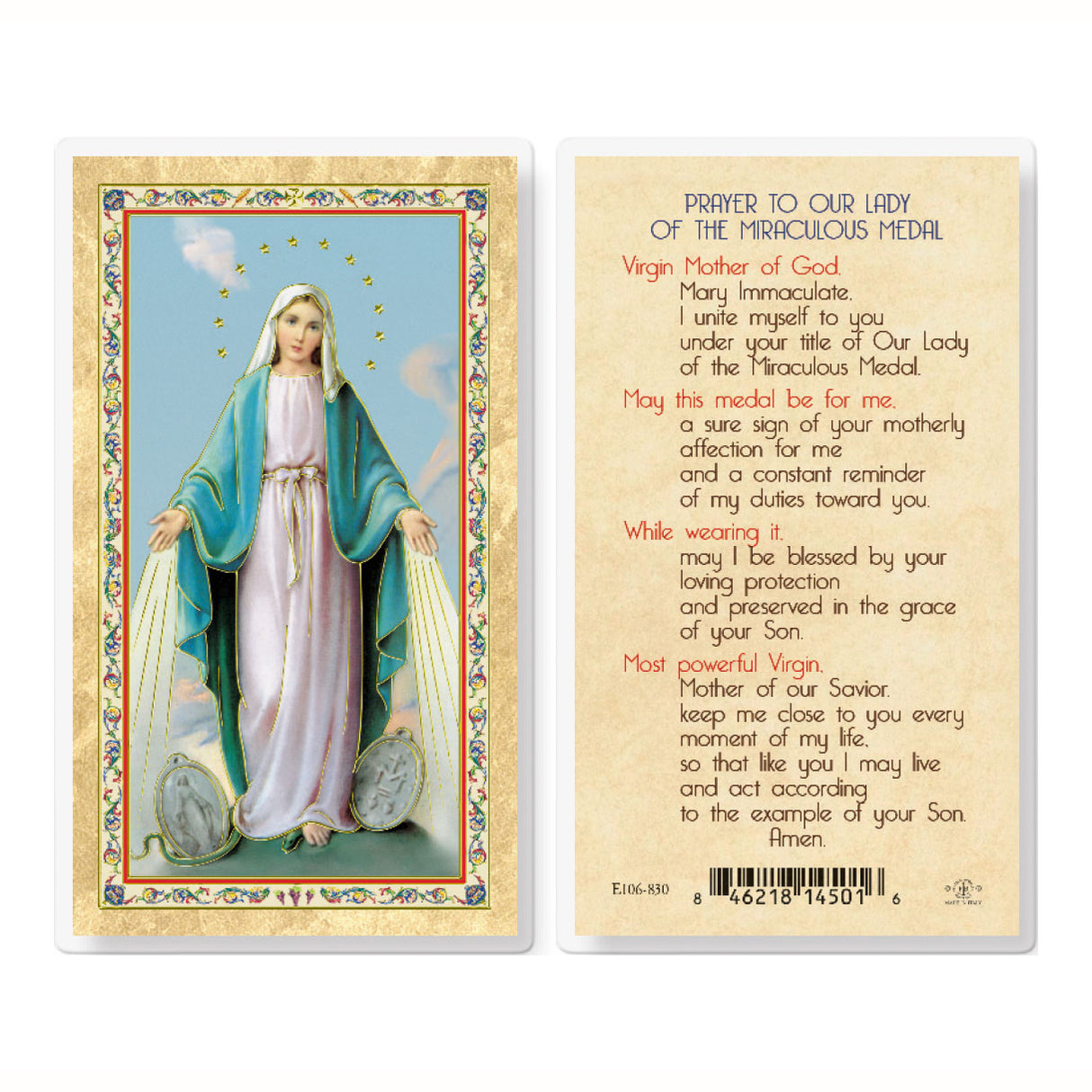 Our Lady of the Miraculous Medal Holy Cards