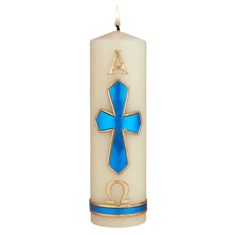 Chi Rho Blue Cirios Candle L1281