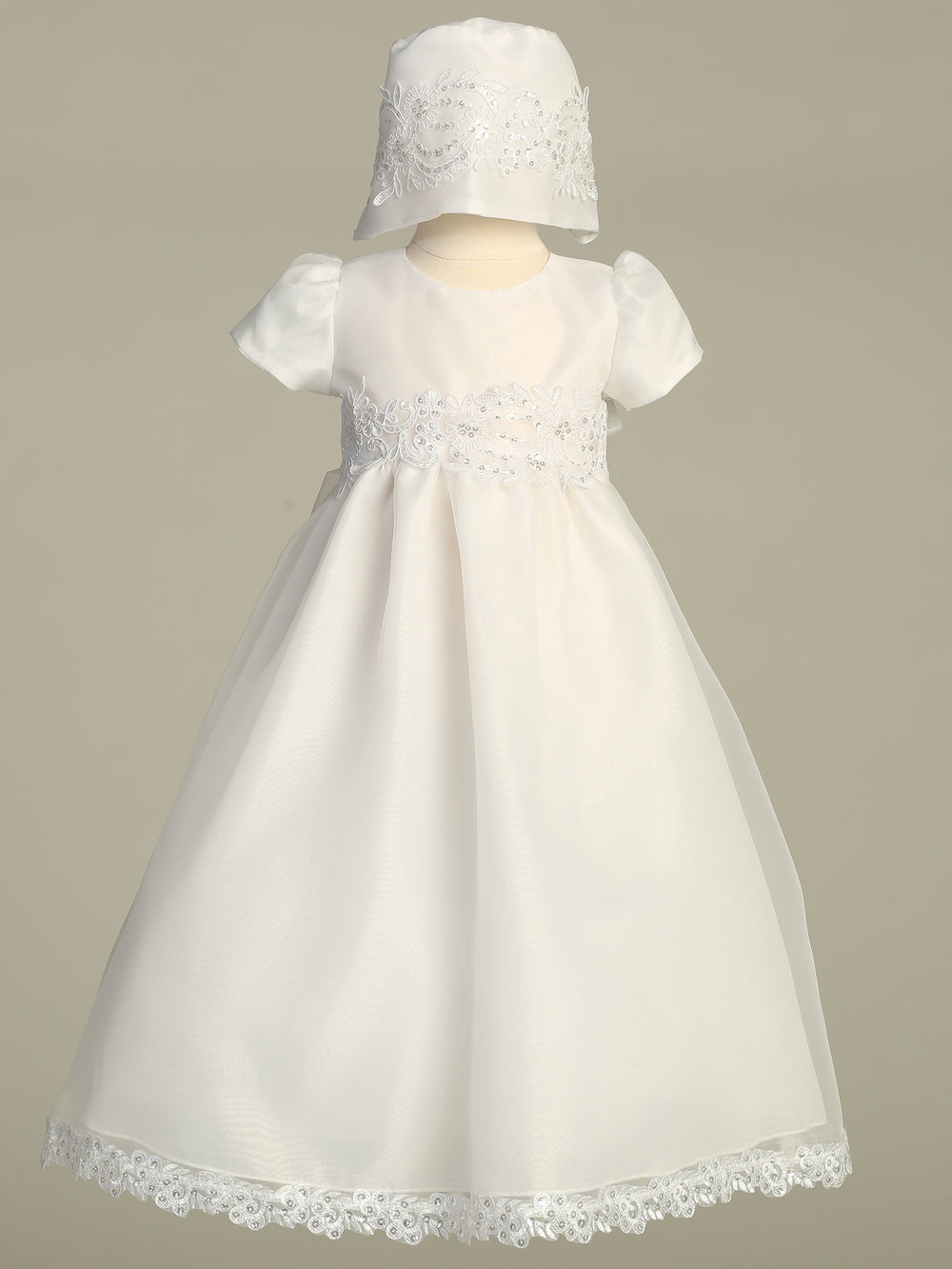 Audrey Baptismal Organza Gown with Bonnet