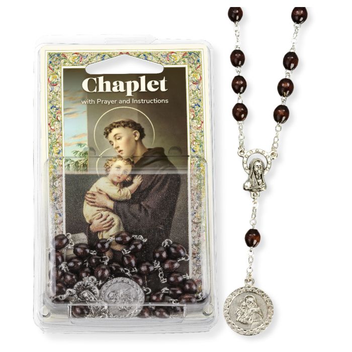 Brown Wood Chaplet St Anthony