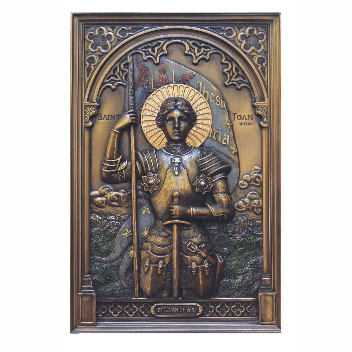 St. Joan of Arc Plaque in Cold Cast Bronze SR-77238