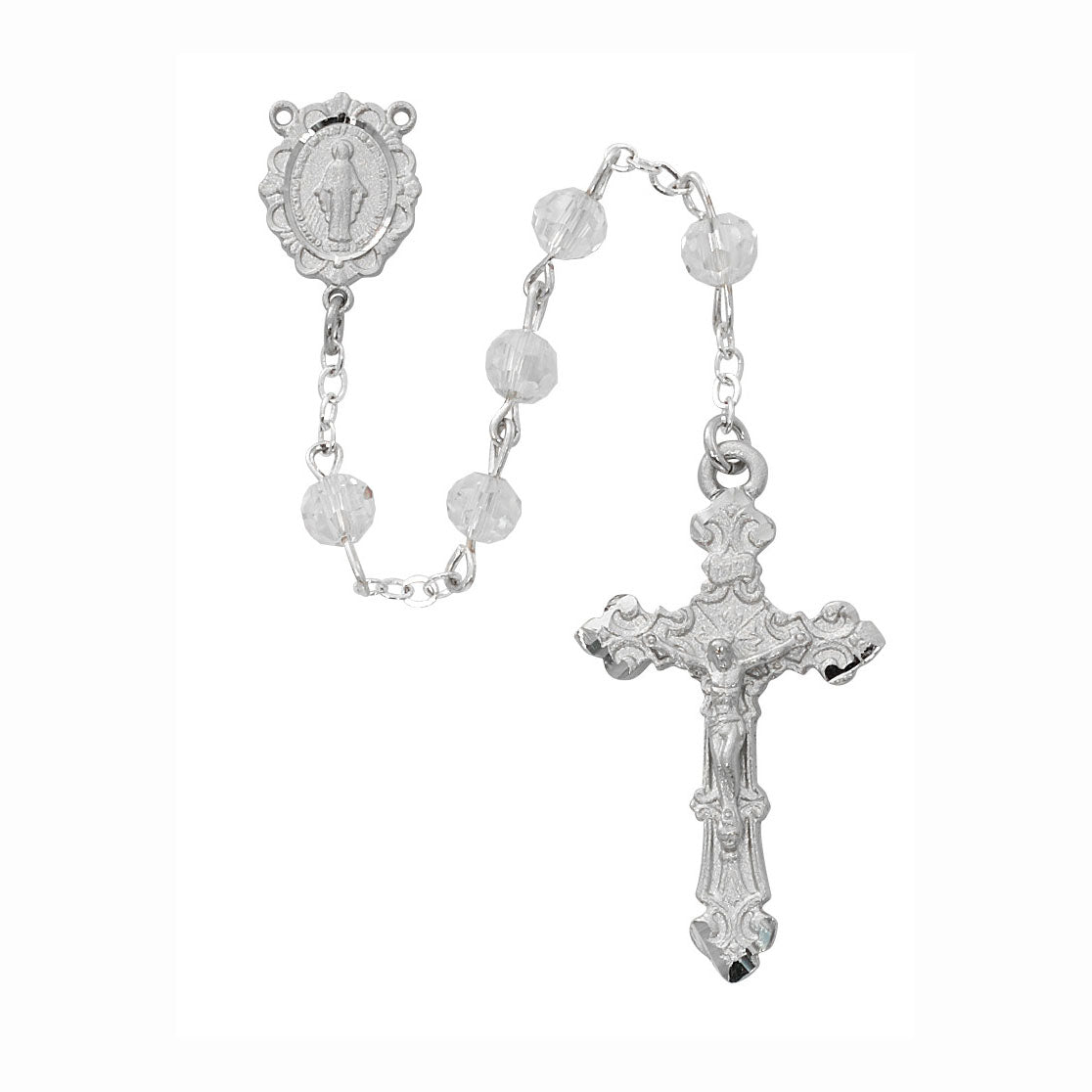 6mm AB Crystal Bead Rhodium Plate Rosary R888F