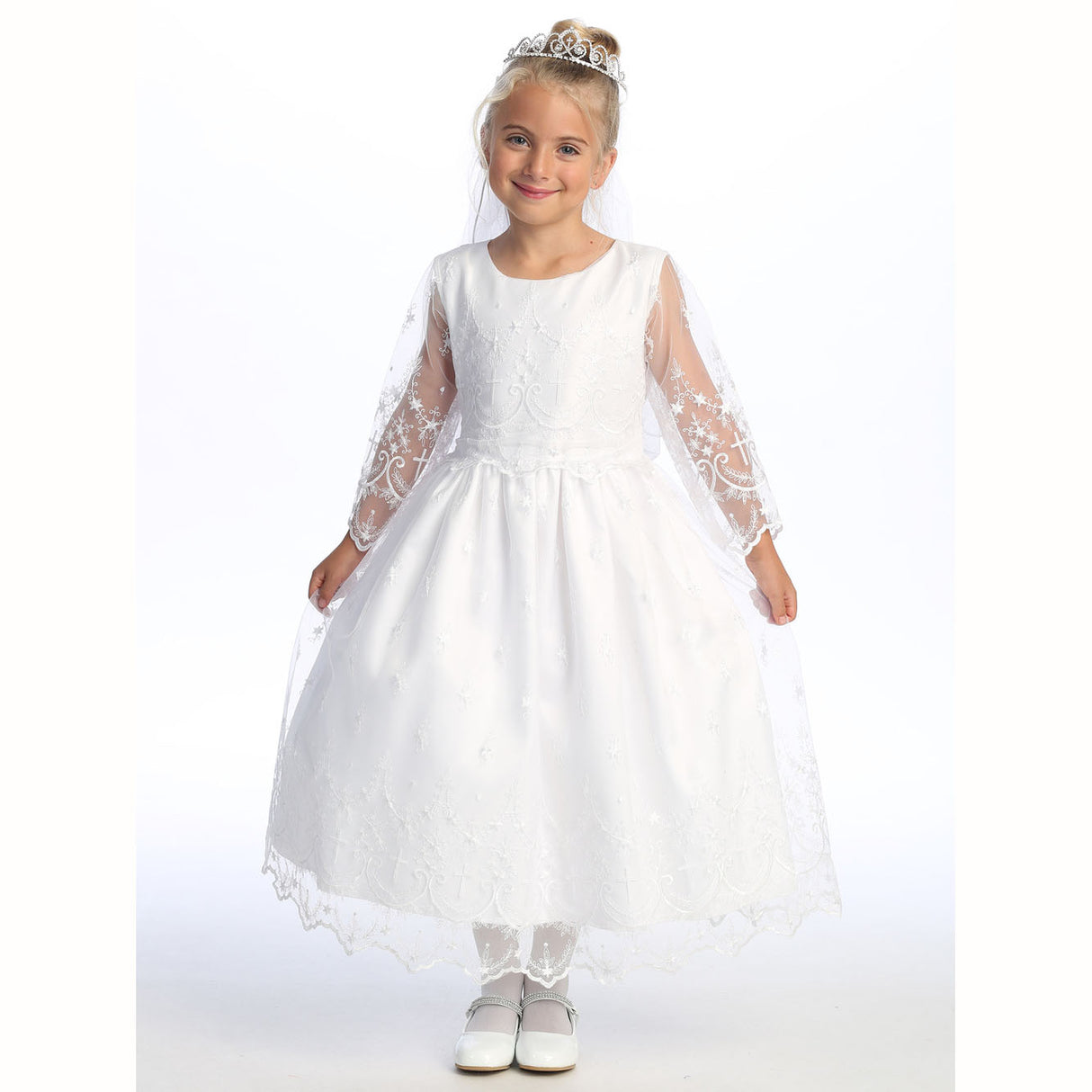 Caroline First Communion Dress with Crosses