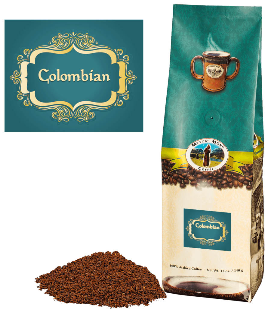 Mystic Monk Ground Colombian Coffee 12oz.