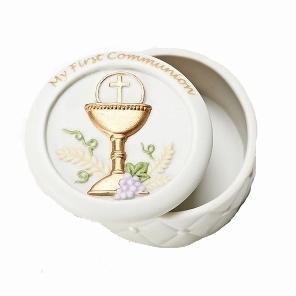 Porcelain Quilted 1st Communion Rosary Box