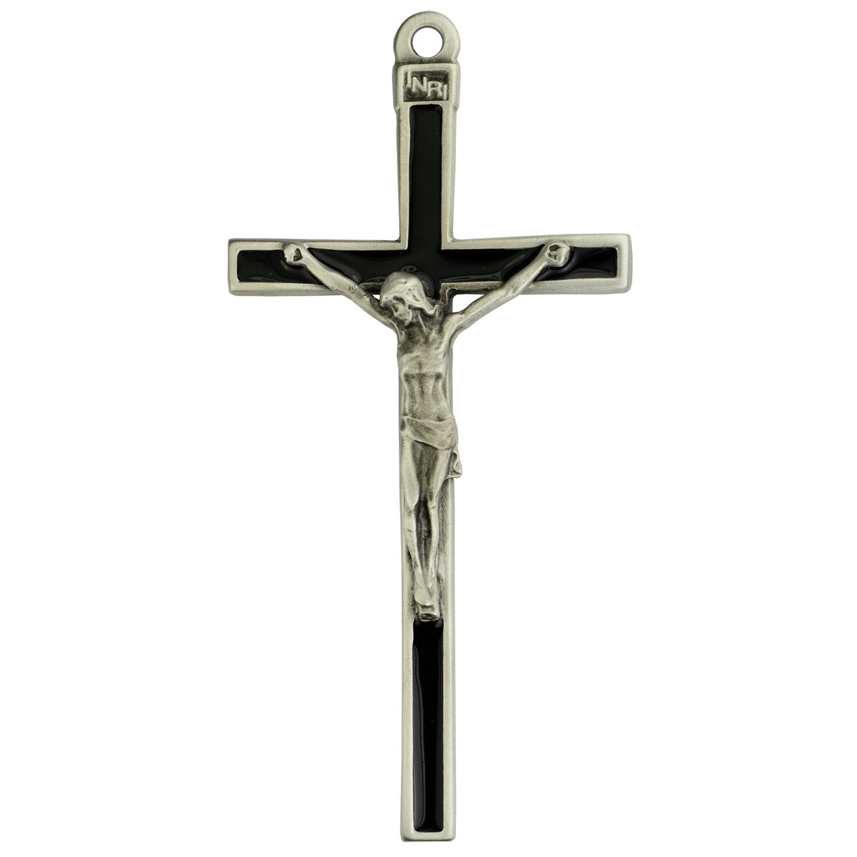 Black & Silver Epoxy Metal Crucifix - 5 inch long