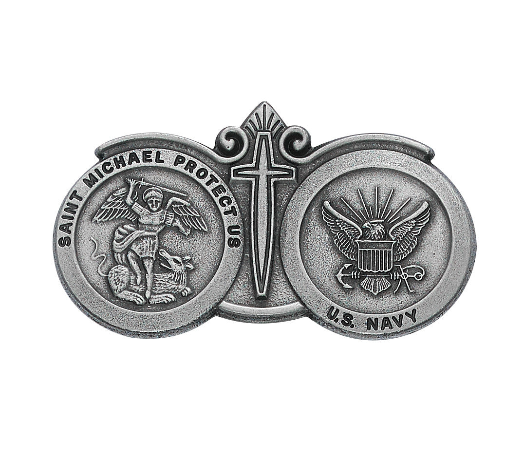 St. Michael Visor Clip with Seal of the Navy