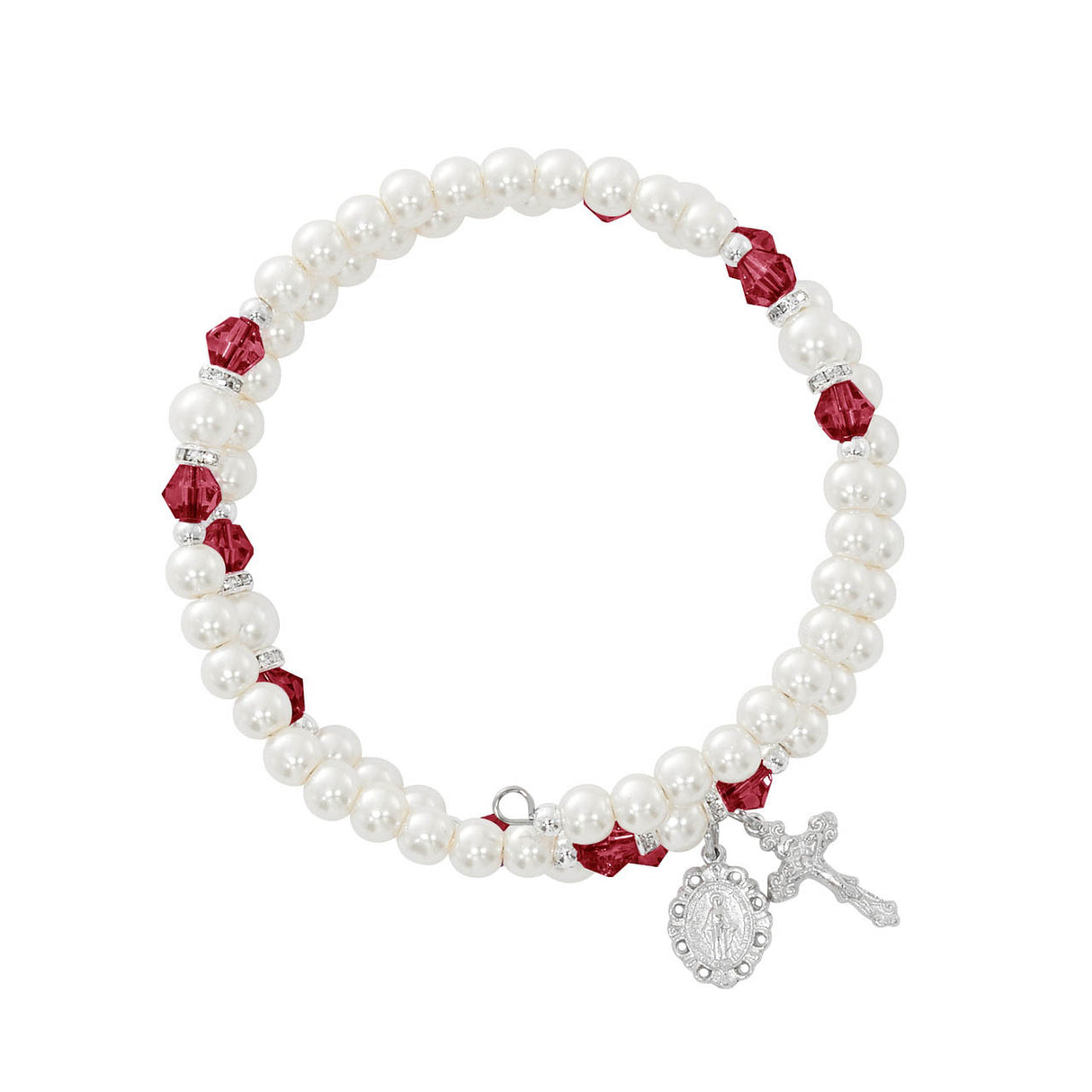 Rondelle January Birthstone Wrap Rosary Bracelet - Garnet BR7GA
