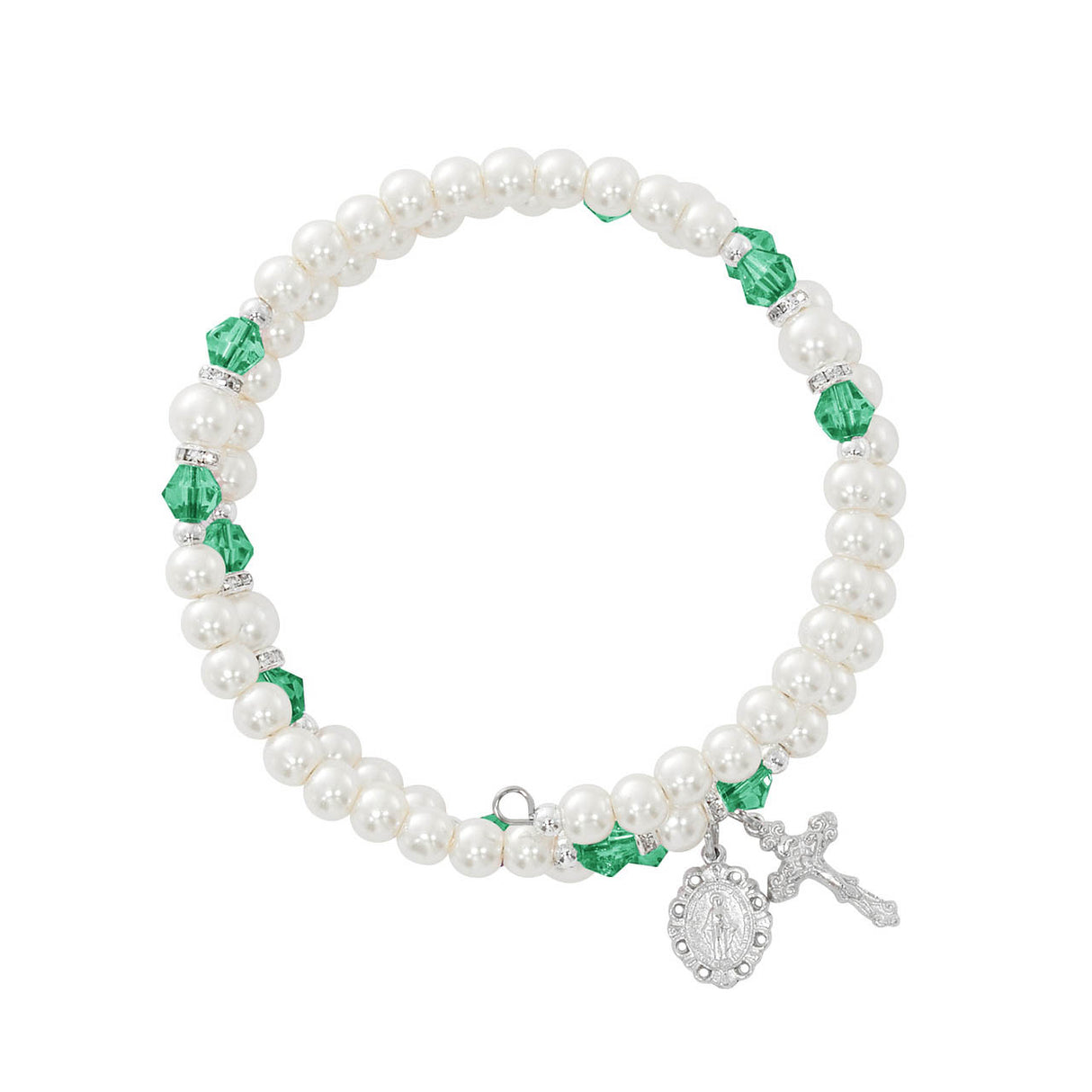Rondelle May Birthstone Rosary Wrap Bracelet - Emerald BR7EM