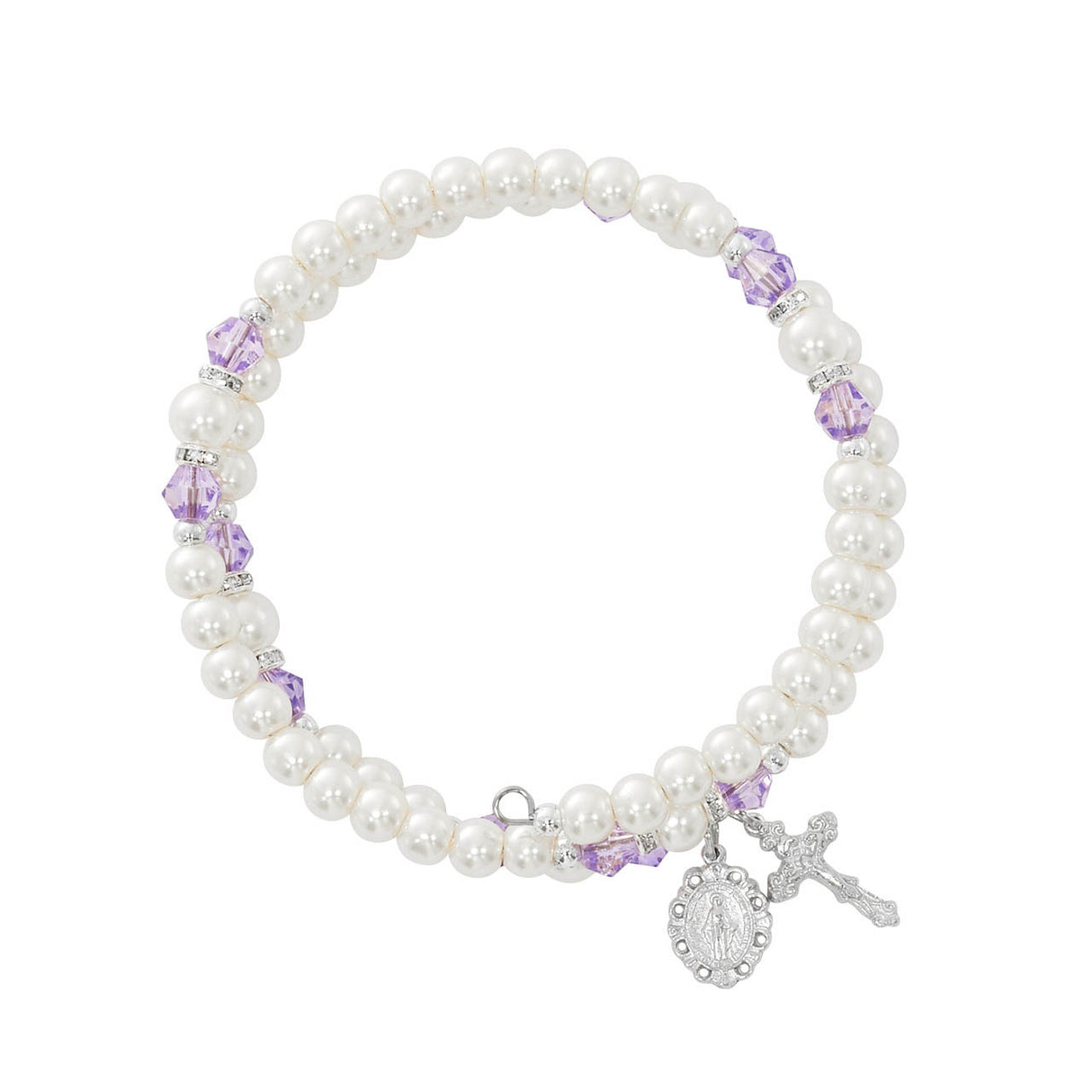Rondelle June Birthstone Rosary Wrap Bracelet - Light Amethyst BR7AM