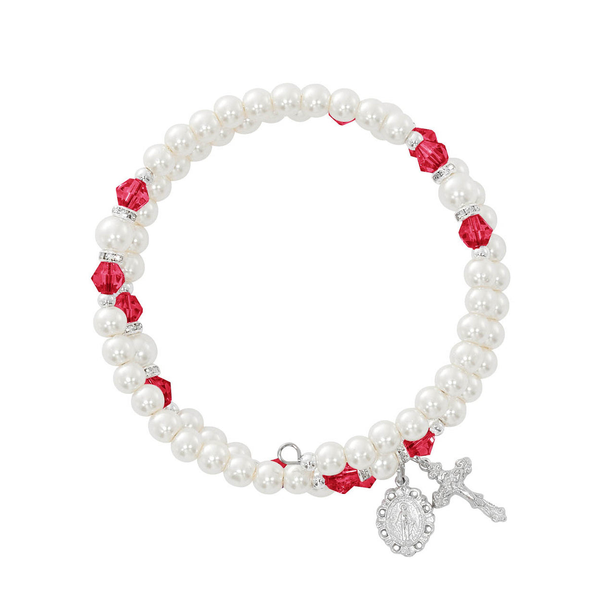 Rondelle July Birthstone Rosary Wrap Bracelet - Ruby Red BR7RU